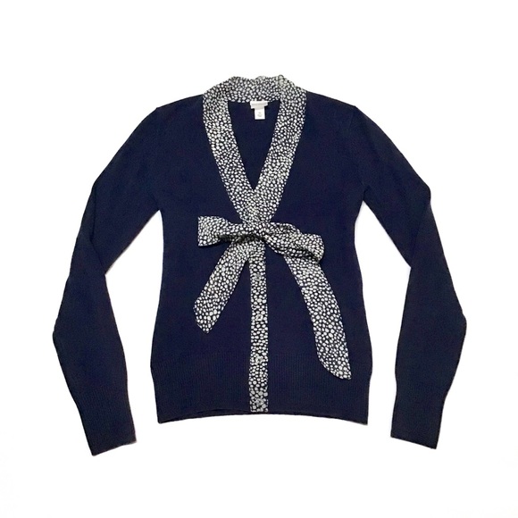 Isaac Mizrahi Silk Neckerchief Navy Cardigan - Picture 2 of 7